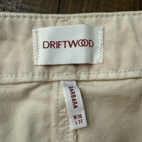 Driftwood Barbara Cream Barrel Jeans Black Embroidery Button Fly 30 (34) - Picture 5 of 6